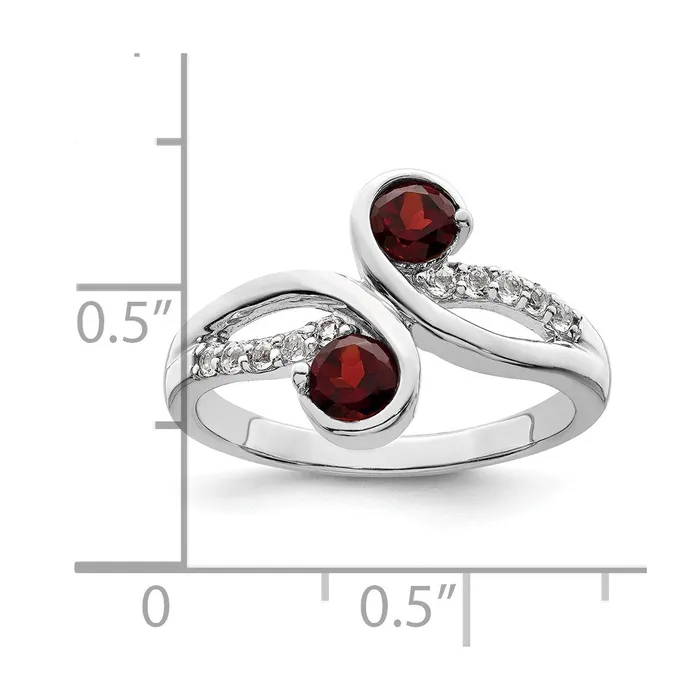 Goldia Rings Sterling Silver Rhodplated 8tw Garnet u0026 White Topaz Swirl Ring