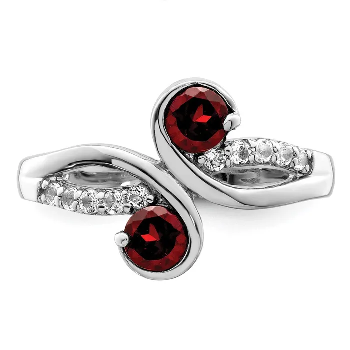 Goldia Rings Sterling Silver Rhodplated 8tw Garnet u0026 White Topaz Swirl Ring