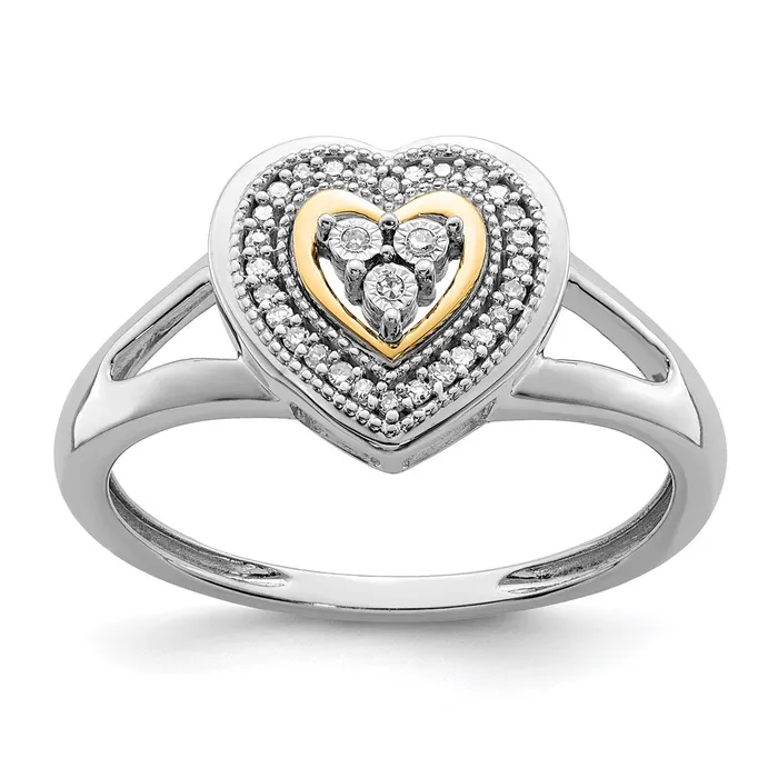 Goldia Rings Sterling Silver Rhodium 14k Plated Diamond Heart Ring