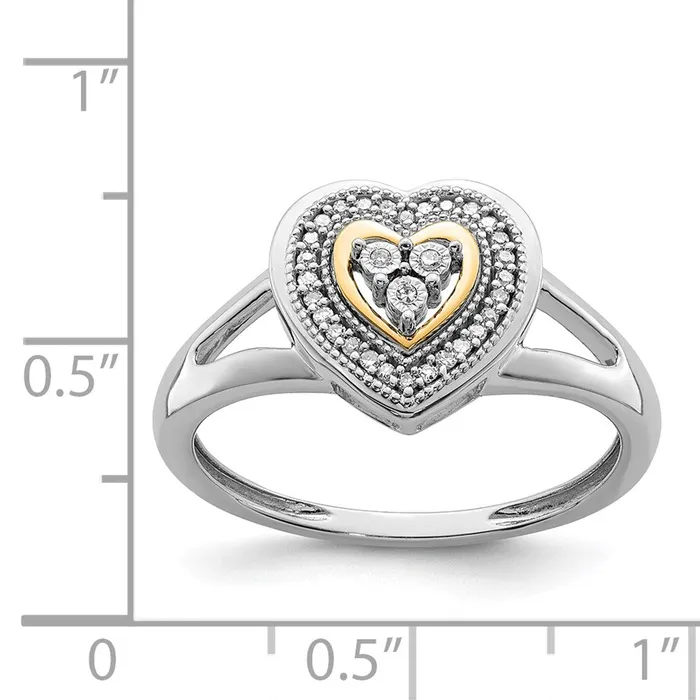 Goldia Rings Sterling Silver Rhodium 14k Plated Diamond Heart Ring