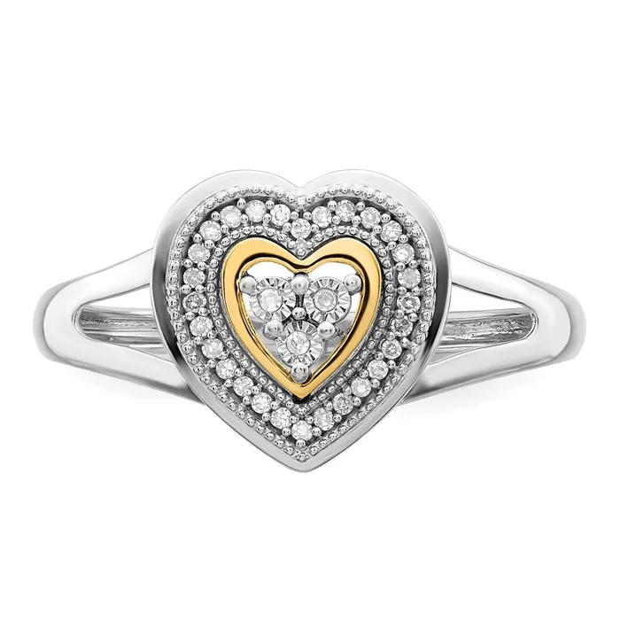 Goldia Rings Sterling Silver Rhodium 14k Plated Diamond Heart Ring