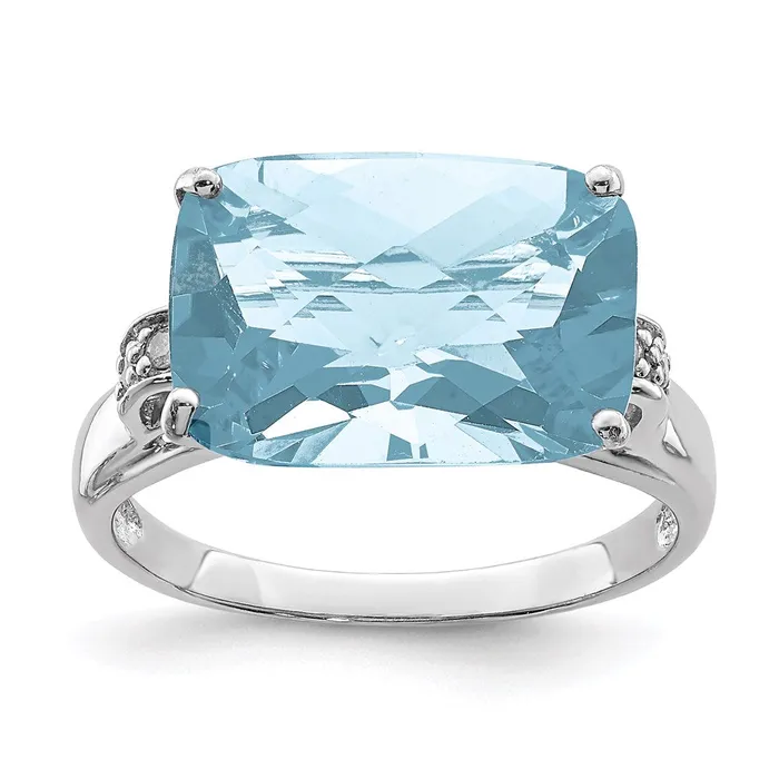 Goldia Rings Sterling Silver Rhodium CheckerCut Sky Blue Topaz u0026 Diamond Ring Goldia Rings Sterling Silver Rhodium CheckerCut Sky Blue Topaz u0026 Diamond Ring