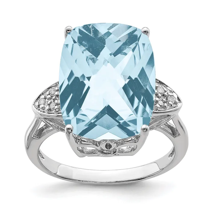 Goldia Rings Sterling Silver Rhodium CheckerCut Sky Blue Topaz u0026 Natural Diamond Gemstone Birthstone Ring Fine Jewelry Gift for Her Goldia Rings Sterling Silver Rhodium CheckerCut Sky Blue Topaz u0026 Natural Diamond Gemstone Birthstone Ring Fine Jewelry Gift for Her