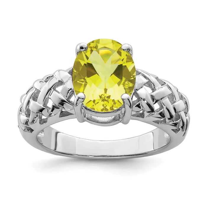 Goldia Rings Sterling Silver Rhodium Lemon Quartz Ring