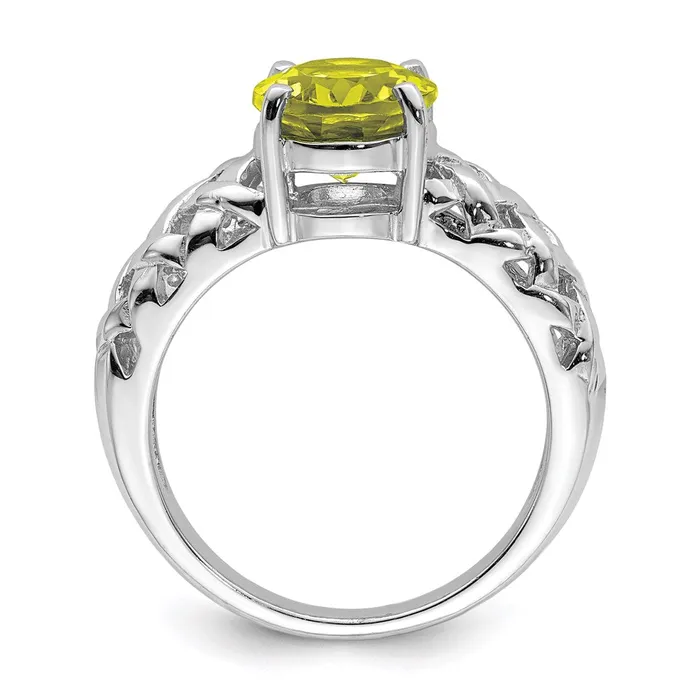 Goldia Rings Sterling Silver Rhodium Lemon Quartz Ring