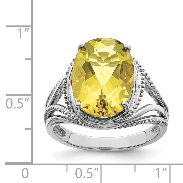 Goldia Rings Sterling Silver Rhodium Lemon Quartz Ring