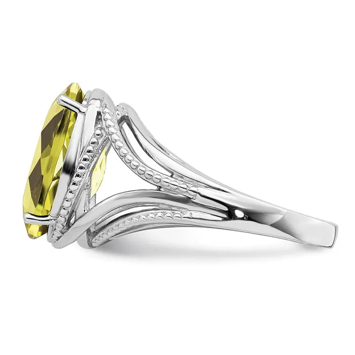 Goldia Rings Sterling Silver Rhodium Lemon Quartz Ring