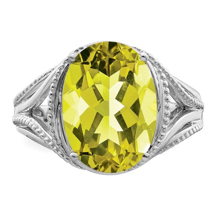 Goldia Rings Sterling Silver Rhodium Lemon Quartz Ring