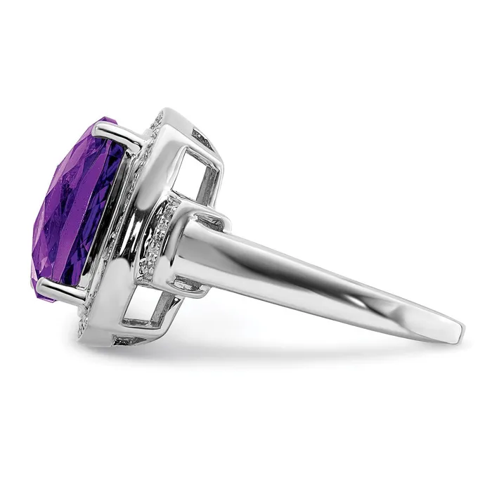 Goldia Rings Sterling Silver Rhodiumplated Diamond u0026 CheckerCut Amethyst Ring