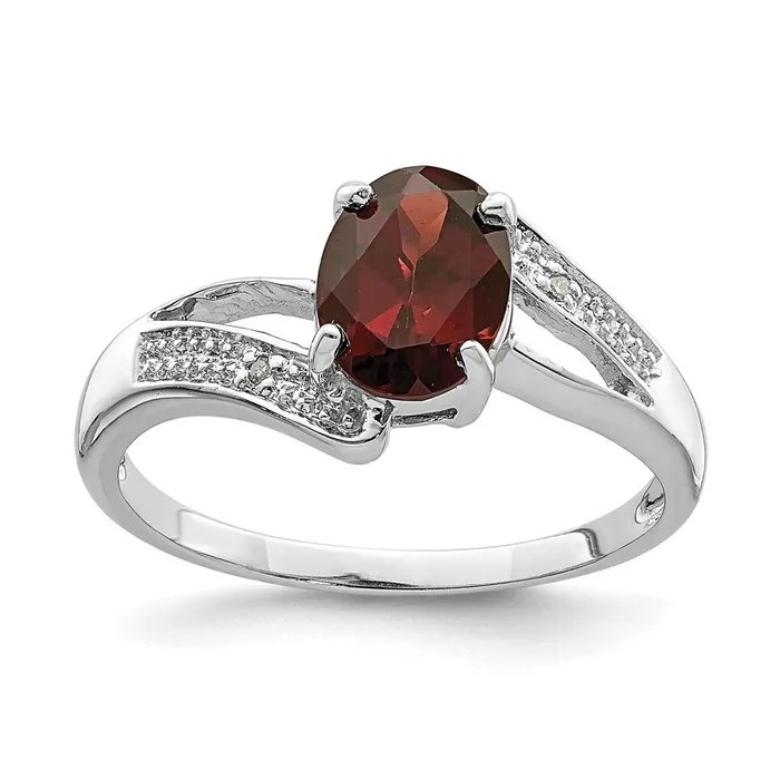 Goldia Rings Sterling Silver Rhodiumplated Garnet u0026 Diamond Ring