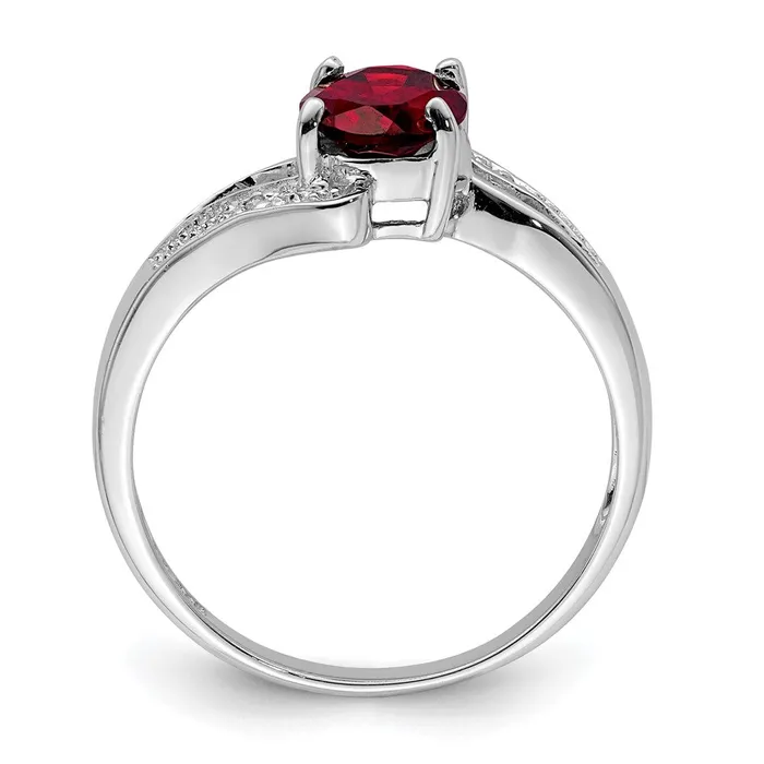 Goldia Rings Sterling Silver Rhodiumplated Garnet u0026 Diamond Ring
