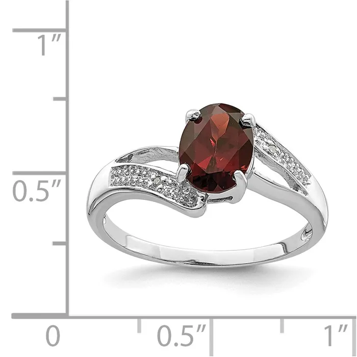 Goldia Rings Sterling Silver Rhodiumplated Garnet u0026 Diamond Ring