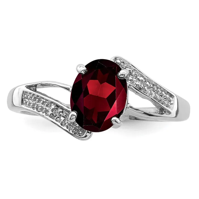 Goldia Rings Sterling Silver Rhodiumplated Garnet u0026 Diamond Ring