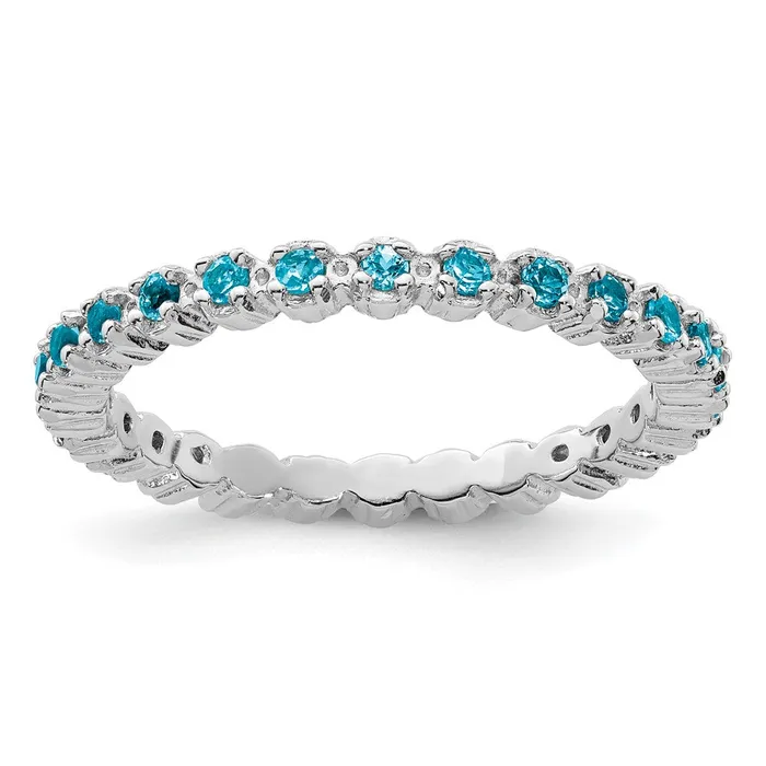 Goldia Rings Sterling Silver Stackable Expressions Blue Topaz Ring