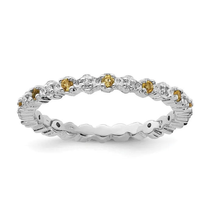 Goldia Rings Sterling Silver Stackable Expressions Citrine u0026 Diamond Ring Goldia Rings Sterling Silver Stackable Expressions Citrine u0026 Diamond Ring