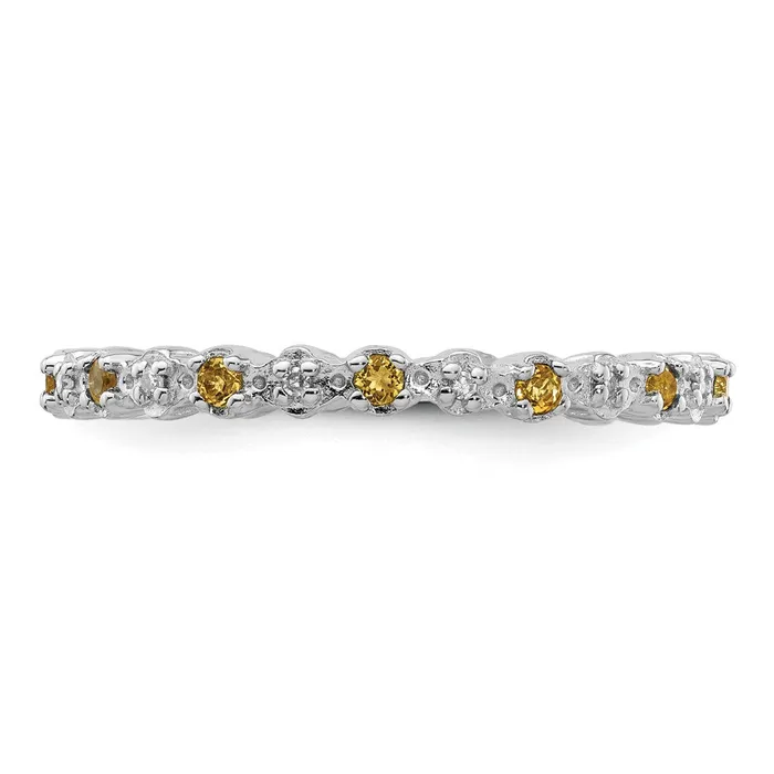 Goldia Rings Sterling Silver Stackable Expressions Citrine u0026 Diamond Ring