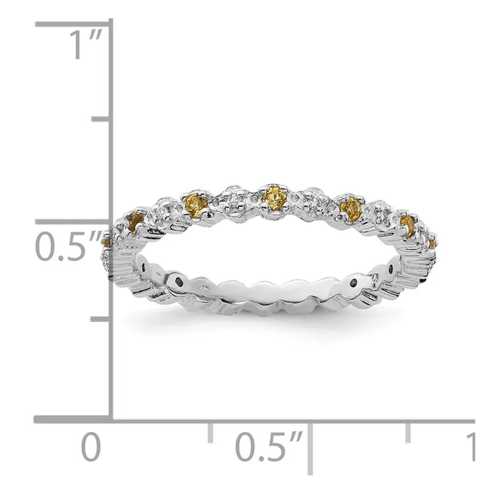 Goldia Rings Sterling Silver Stackable Expressions Citrine u0026 Diamond Ring