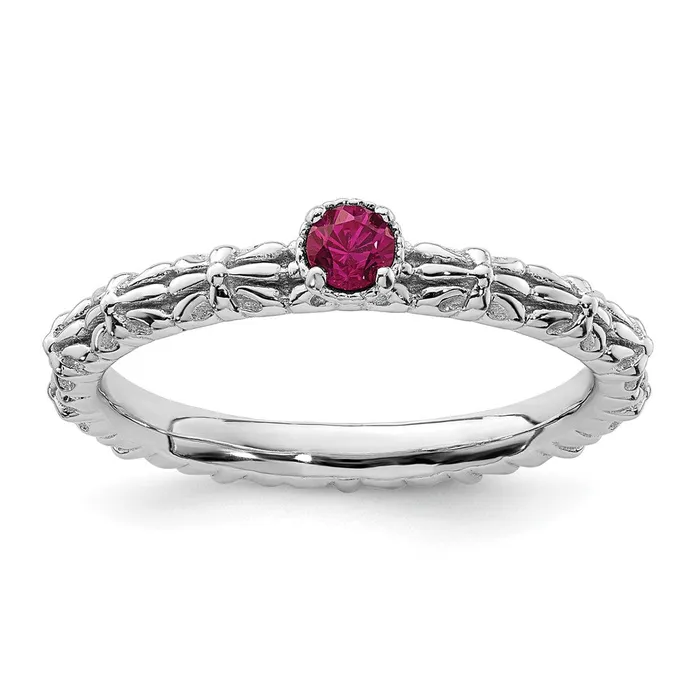 Goldia Rings Sterling Silver Stackable Expressions Created Ruby Single Stone Ring
