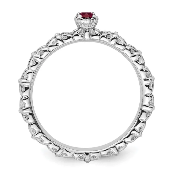 Goldia Rings Sterling Silver Stackable Expressions Created Ruby Single Stone Ring