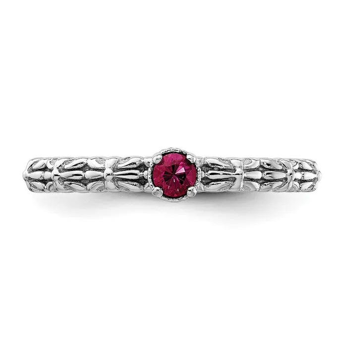 Goldia Rings Sterling Silver Stackable Expressions Created Ruby Single Stone Ring
