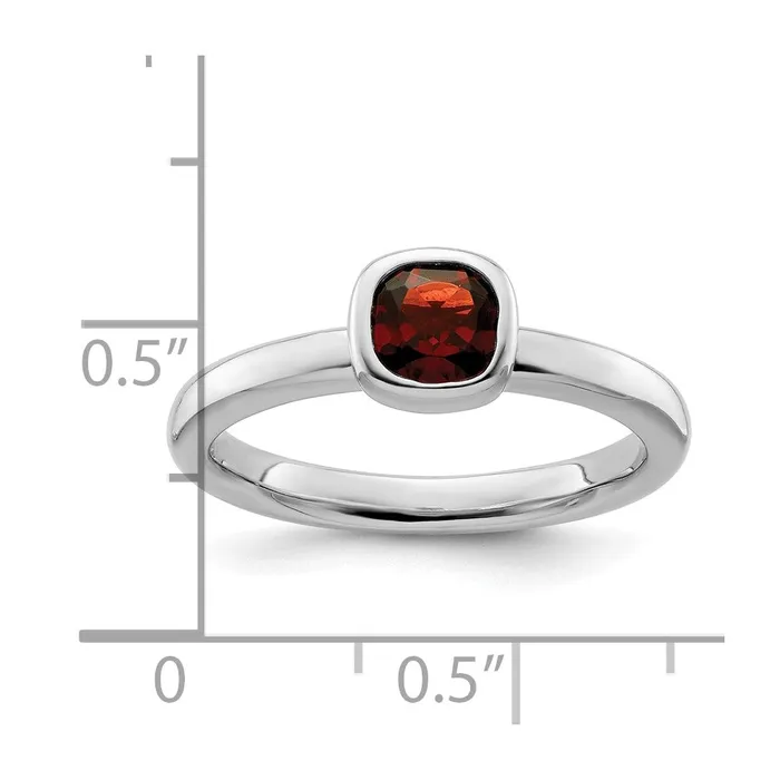 Goldia Rings Sterling Silver Stackable Expressions Cushion Cut Garnet Ring