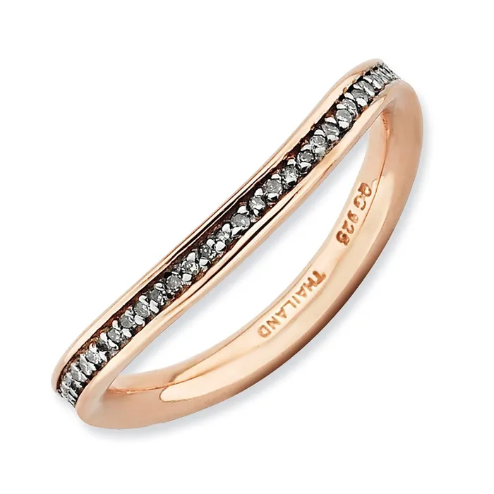 Goldia Rings Sterling Silver Stackable Expressions u0026 Diamonds Pinkplated Wave Ring Goldia Rings Sterling Silver Stackable Expressions u0026 Diamonds Pinkplated Wave Ring