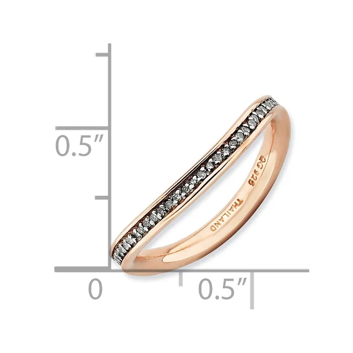 Goldia Rings Sterling Silver Stackable Expressions u0026 Diamonds Pinkplated Wave Ring