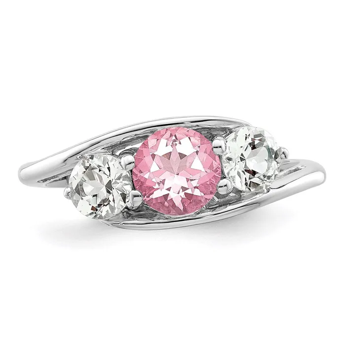 Goldia Rings Survivor Collection Sterling Silver Rhodiumplated White and Pink Swarovski Topaz Sue Ring