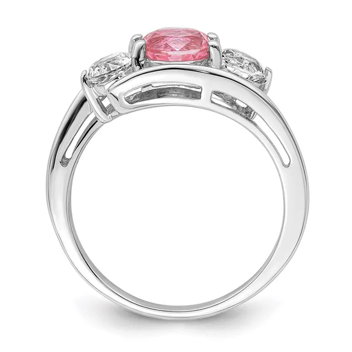 Goldia Rings Survivor Collection Sterling Silver Rhodiumplated White and Pink Swarovski Topaz Sue Ring