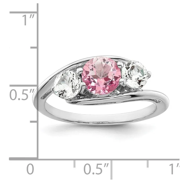 Goldia Rings Survivor Collection Sterling Silver Rhodiumplated White and Pink Swarovski Topaz Sue Ring