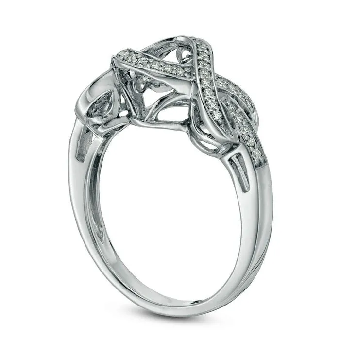 Goldia Rings Unstoppable Love LabCreated White Sapphire and 020 CT TW Diamond Open Braid Ring in Sterling Silver Goldia Rings Unstoppable Love LabCreated White Sapphire and 020 CT TW Diamond Open Braid Ring in Sterling Silver