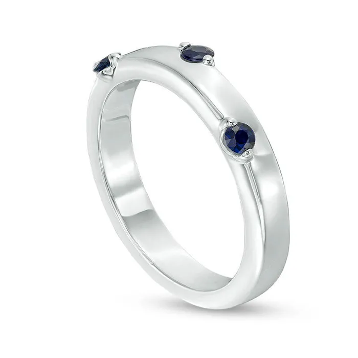 Goldia Rings ZALES x SCAD Blue Sapphire Three Stone Scatter Ring in Sterling Silver Goldia Rings ZALES x SCAD Blue Sapphire Three Stone Scatter Ring in Sterling Silver