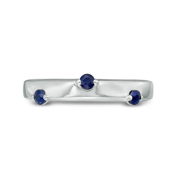 Goldia Rings ZALES x SCAD Blue Sapphire Three Stone Scatter Ring in Sterling Silver Goldia Rings ZALES x SCAD Blue Sapphire Three Stone Scatter Ring in Sterling Silver