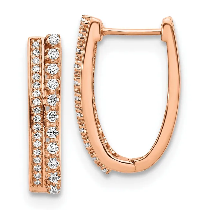 Goldia Solid 14k Rose Gold Simulated CZ Fancy Hoop Earrings Earrings Goldia Solid 14k Rose Gold Simulated CZ Fancy Hoop Earrings Earrings