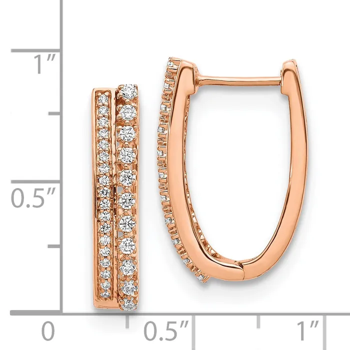 Goldia Solid 14k Rose Gold Simulated CZ Fancy Hoop Earrings Earrings Goldia Solid 14k Rose Gold Simulated CZ Fancy Hoop Earrings Earrings