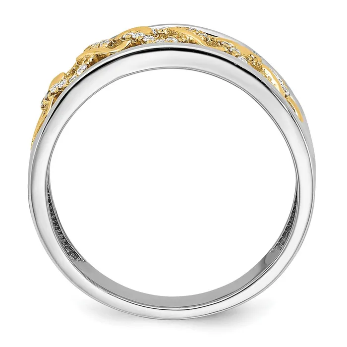 Goldia Solid 14k Twotone Polished Fancy Squares Simulated CZ Ring Rings