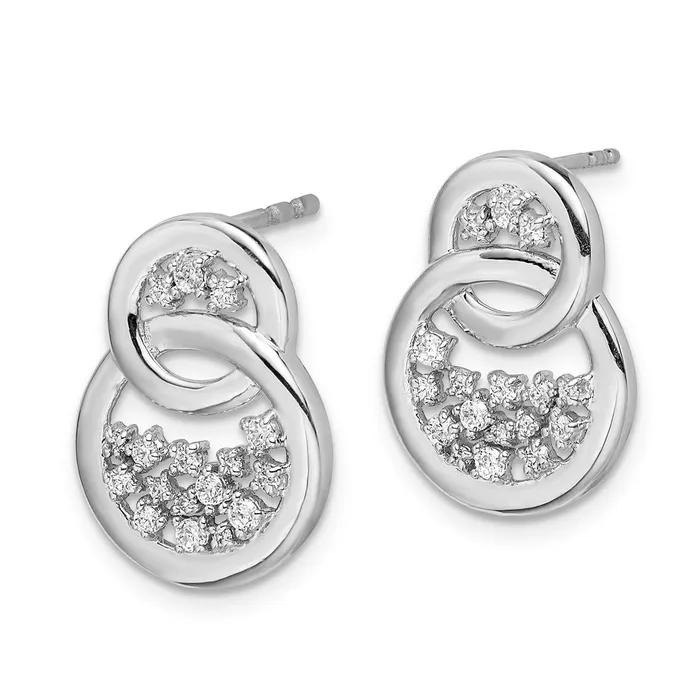 Goldia Solid 14k White Gold Simulated CZ Post Earrings Earrings