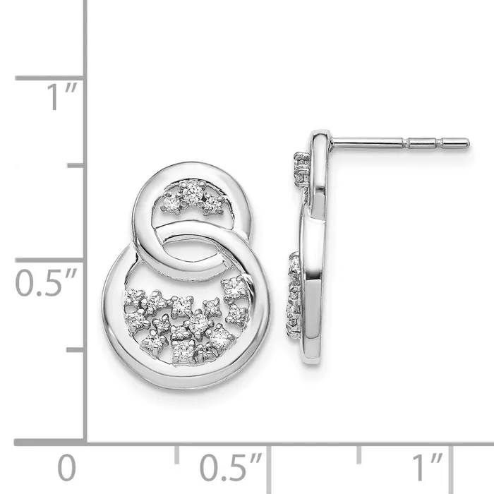 Goldia Solid 14k White Gold Simulated CZ Post Earrings Earrings