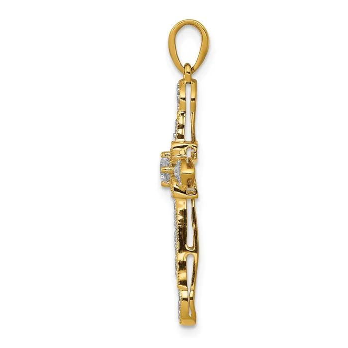 Goldia Solid 14k Yellow Gold 13ct Simulated CZ Filigree Cross Pendant Necklaces Goldia Solid 14k Yellow Gold 13ct Simulated CZ Filigree Cross Pendant Necklaces