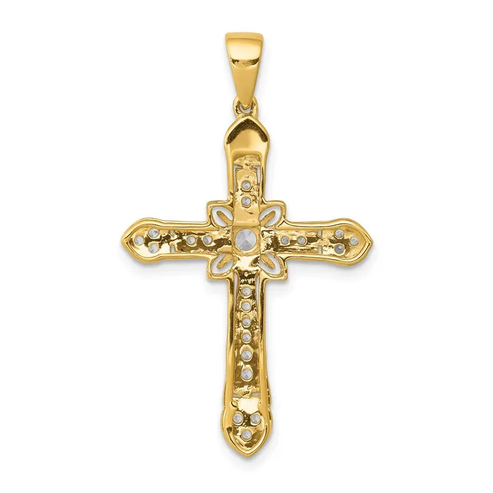 Goldia Solid 14k Yellow Gold 13ct Simulated CZ Filigree Cross Pendant Necklaces Goldia Solid 14k Yellow Gold 13ct Simulated CZ Filigree Cross Pendant Necklaces