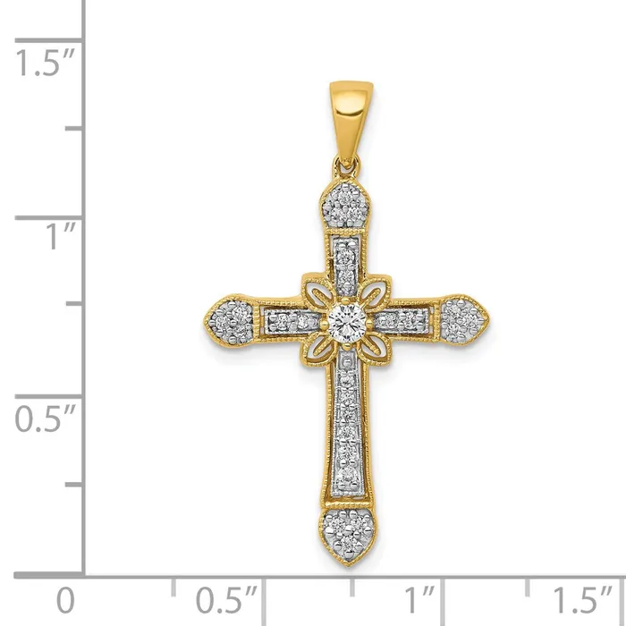 Goldia Solid 14k Yellow Gold 13ct Simulated CZ Filigree Cross Pendant Necklaces Goldia Solid 14k Yellow Gold 13ct Simulated CZ Filigree Cross Pendant Necklaces