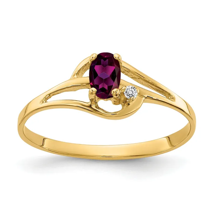 Goldia Solid 14k Yellow Gold 5x3mm Oval Rhodolite Simulated Garnet AA CZ Ring Rings Goldia Solid 14k Yellow Gold 5x3mm Oval Rhodolite Simulated Garnet AA CZ Ring Rings
