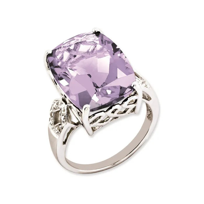 Goldia Sterling Silver 14K White Gold Plated Pink Quartz u0026 Diamond Gemstone Birthstone Ring Fine Jewelry Gift for Her Rings Goldia Sterling Silver 14K White Gold Plated Pink Quartz u0026 Diamond Gemstone Birthstone Ring Fine Jewelry Gift for Her Rings