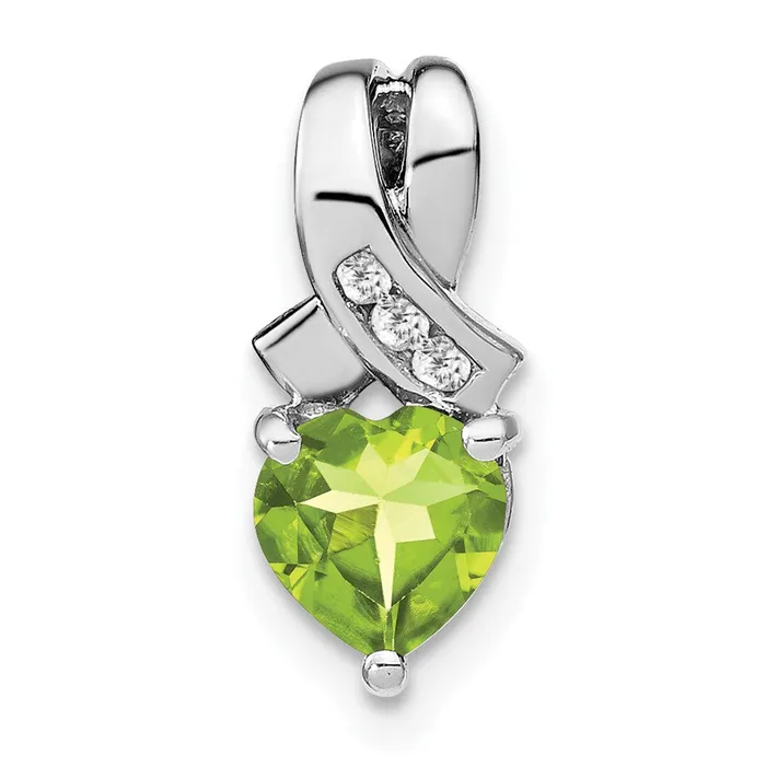 Goldia Sterling Silver Peridot and Real Diamond Pendant Necklaces