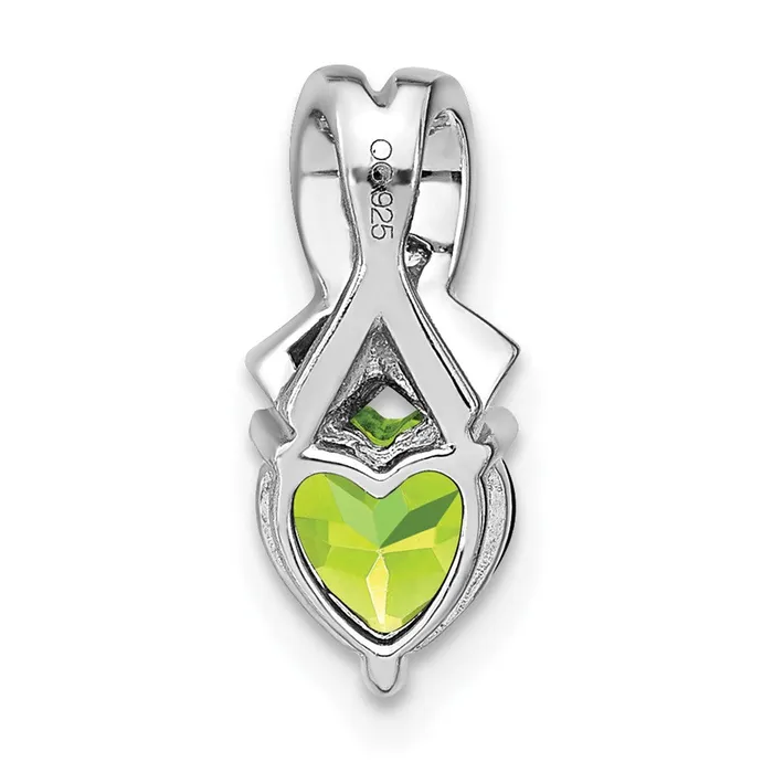Goldia Sterling Silver Peridot and Real Diamond Pendant Necklaces