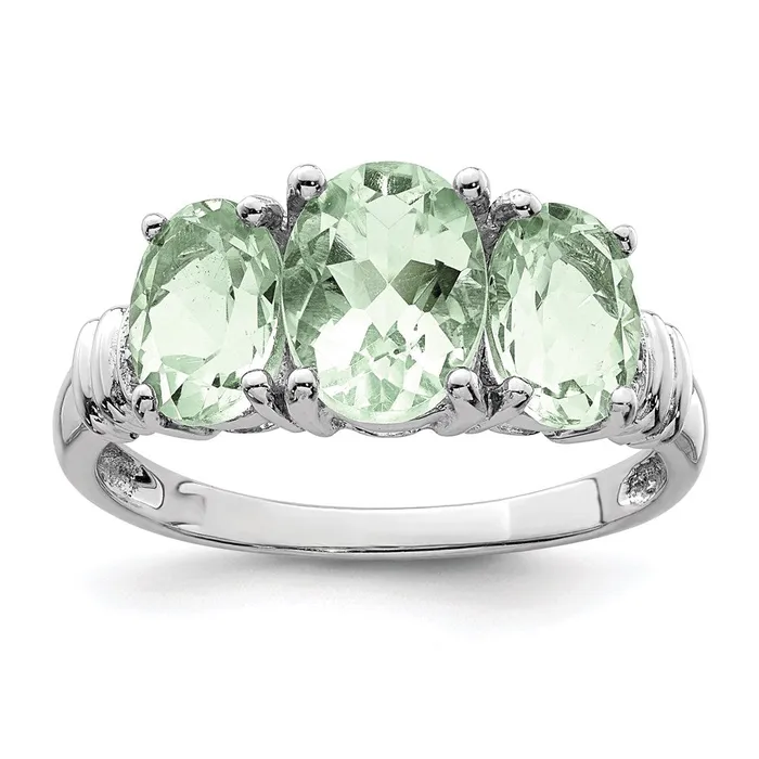 Goldia Sterling Silver Rhodium Green Quartz u0026 Diamond Ring Rings