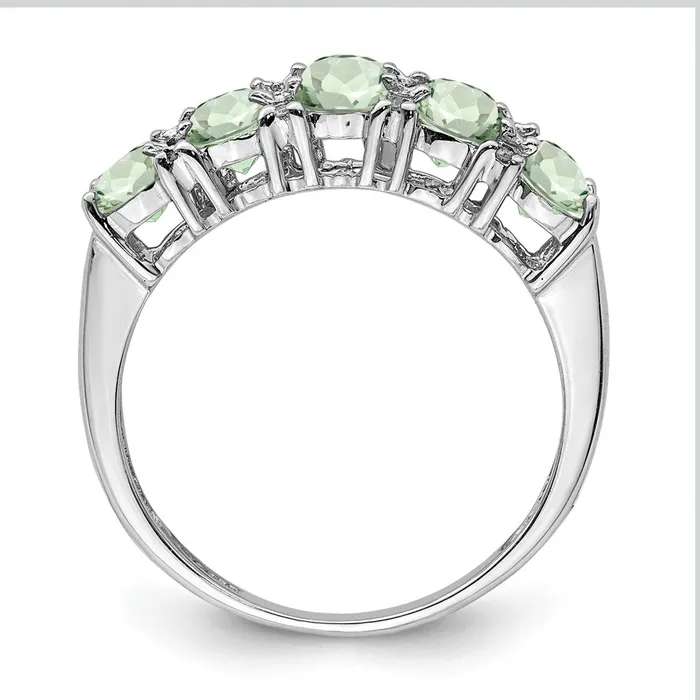 Goldia Sterling Silver Rhodium Green Quartz u0026 Diamond Ring Rings