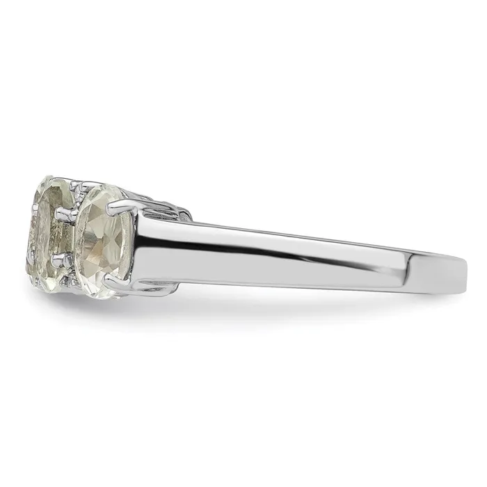 Goldia Sterling Silver Rhodium Green Quartz u0026 Diamond Ring Rings