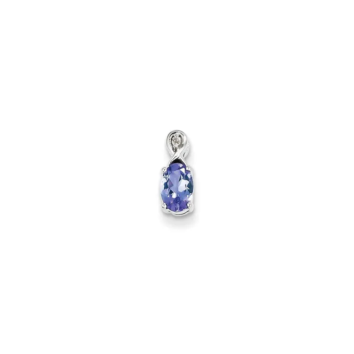 Goldia Sterling Silver Rhodium Plated Diamond u0026 Tanzanite Oval Pendant Necklaces Goldia Sterling Silver Rhodium Plated Diamond u0026 Tanzanite Oval Pendant Necklaces