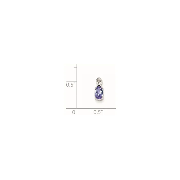 Goldia Sterling Silver Rhodium Plated Diamond u0026 Tanzanite Oval Pendant Necklaces